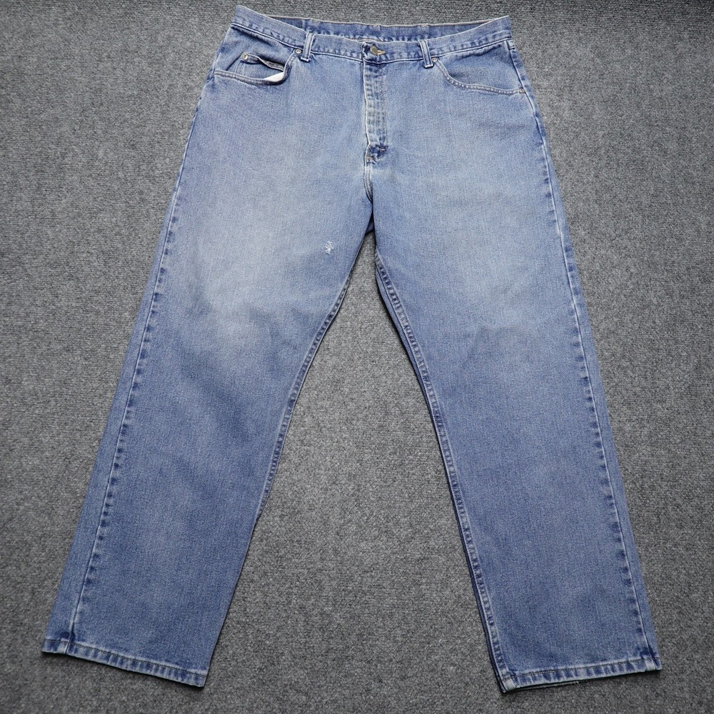 Wrangler Jeans Mens 40 Blue Authentic Straight Leg Denim 97601DR Workwear
